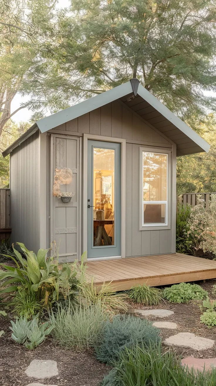 Nature's serenity meets modern functionality in this idyllic prefab backyard office.
