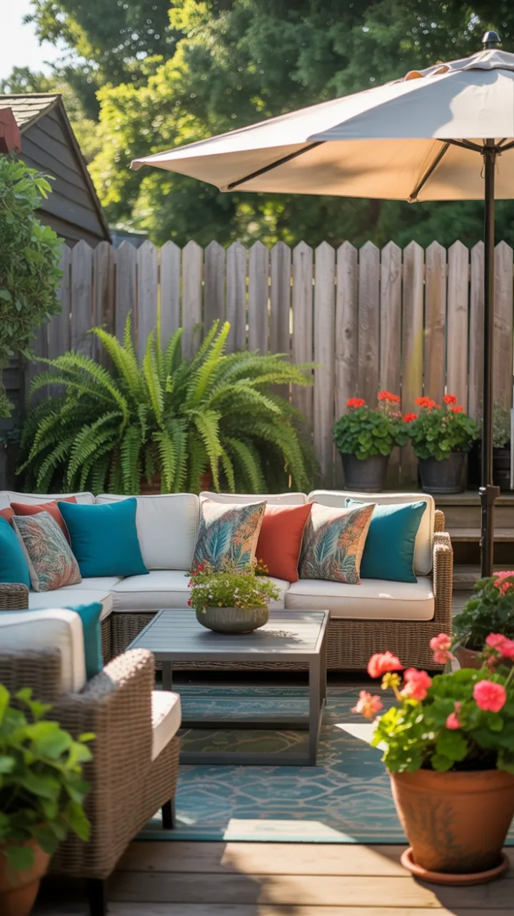 Sunlit Sanctuary – Teal and Coral Patio Retreat