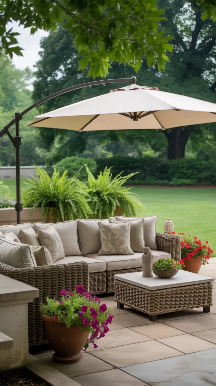 Oak-Shaded Garden Patio Retreat