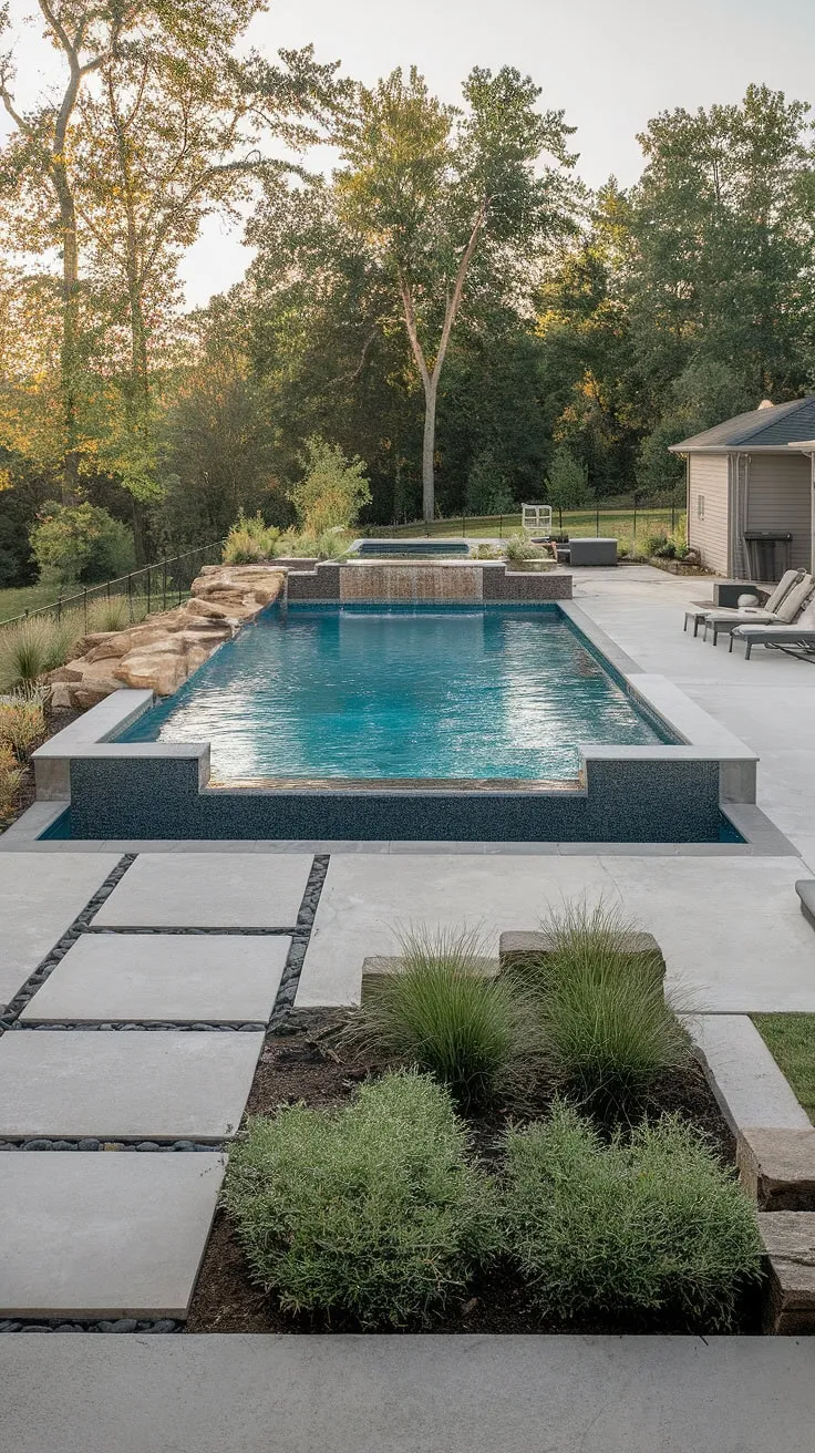 Luxury poolside relaxation awaits in this inviting modern backyard oasis