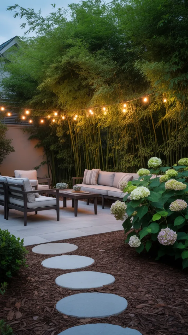 Twilight Bamboo Hideaway with Hydrangea-Framed Seating