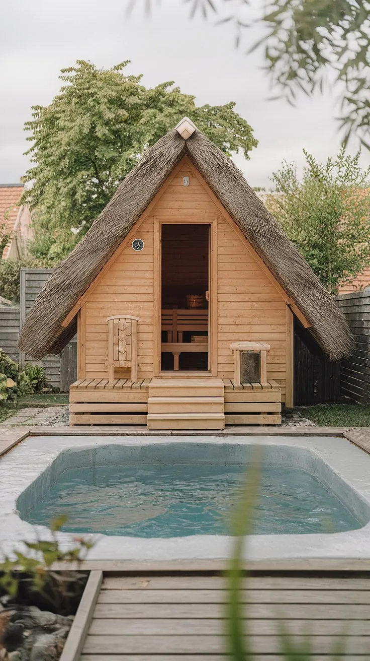 Find serenity in a private outdoor sauna and cold plunge experience.