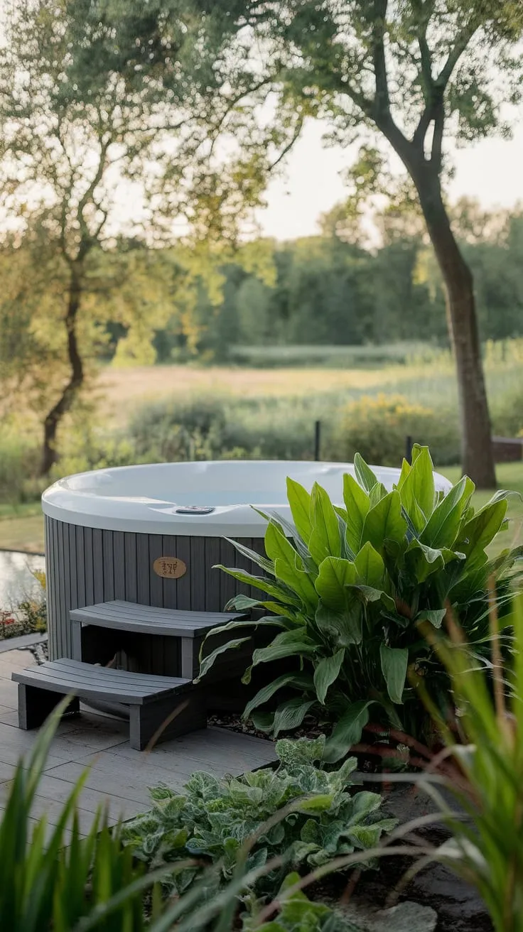Escape to tranquility in a lush garden oasis with your own private backyard spa.