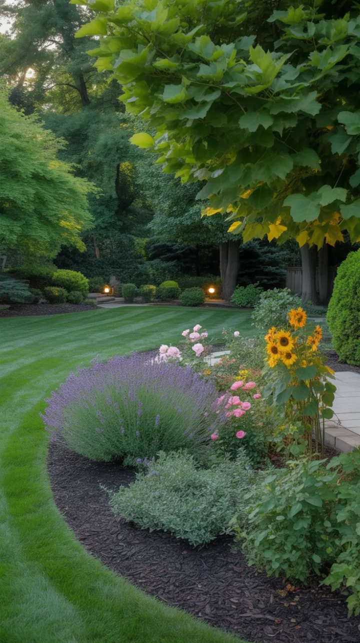 Tranquil Backyard Retreat with Lavender, Roses and Sunflowers
