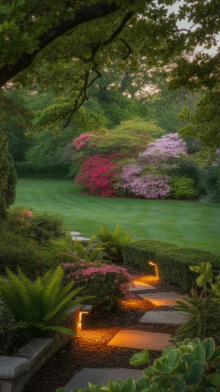 Golden Hour Garden of Oak-Shaded Serenity