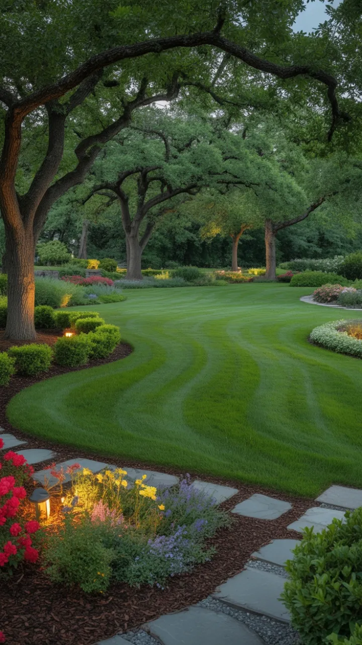 Emerald Lawn Sanctuary with Oak-Shaded Path