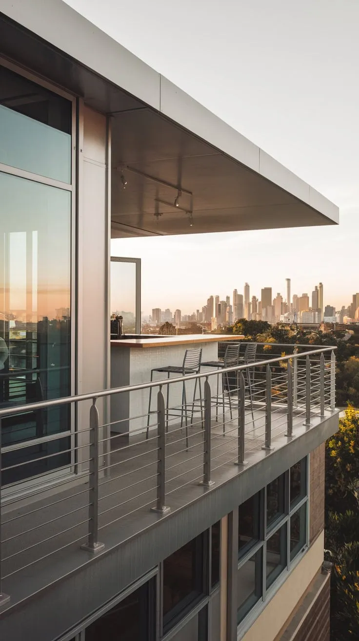 Imagine sipping a drink at your minimalist balcony bar, overlooking a breathtaking city skyline from your sleek home with expansive windows