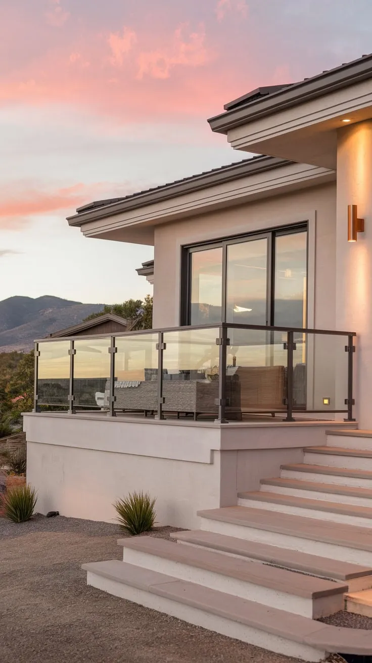 Discover your dream home perched on a hill, where soft lighting and stunning mountain views create an inviting retreat