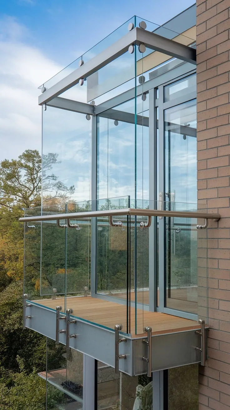 Experience breathtaking panoramic views from this balcony.  The sleek glass railing, a testament to superior glass installation, utilizes tempered glass for ultimate safety.  This glass barrier, part of a comprehensive balcony enclosure, features frameless glass panels and a glass partition, all contributing to a modern balcony design that requires minimal glass maintenance.  The use of safety glass ensures peace of mind, while the glass fence and glass balustrade enhance the aesthetic appeal.