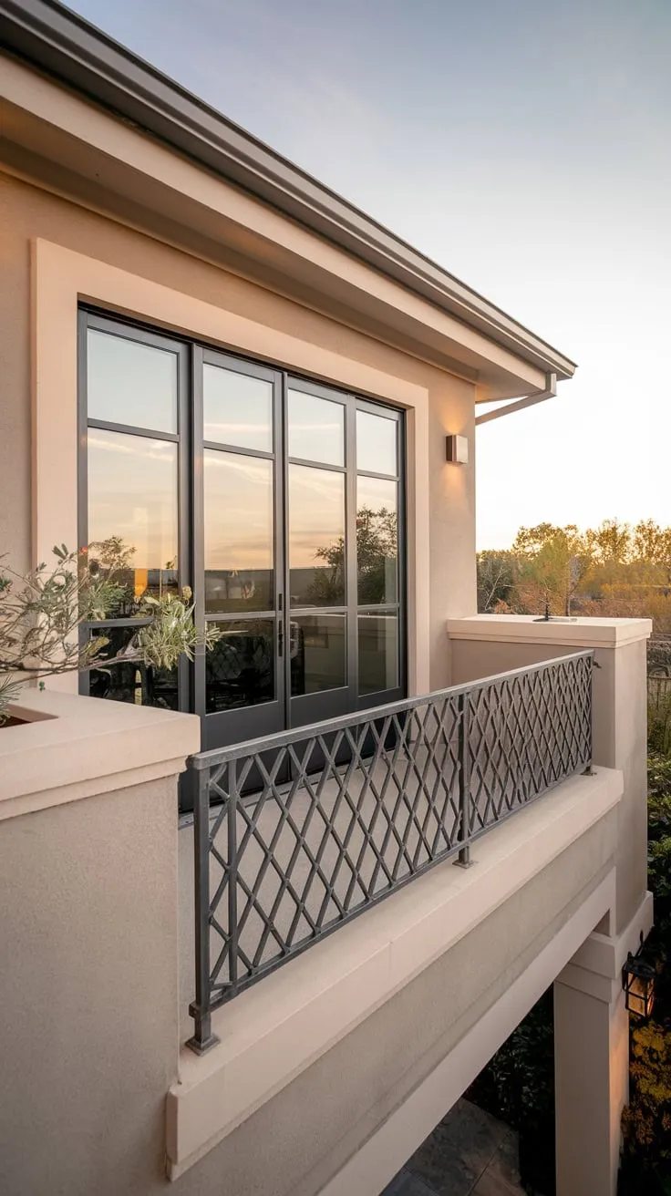 From your balcony, a picturesque scene unfolds, framed by the elegant lines of your home's exterior