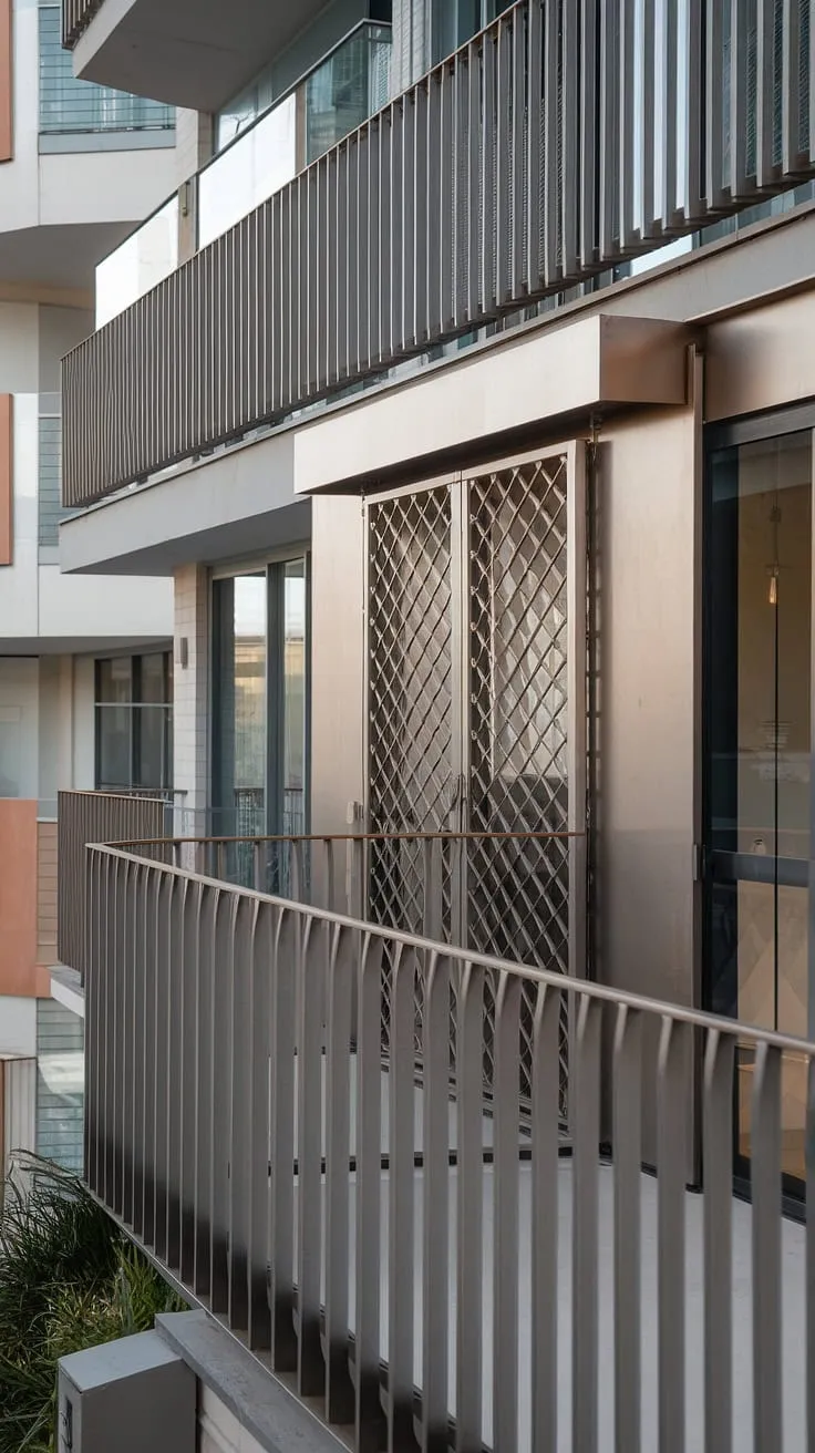 Modern fence design meets minimalist balcony railing design in this stunning balcony grill terrace. Outdoor living design at its finest, showcasing a sleek terrace grill design and grill door design perfect for any patio design or outdoor kitchen design. Plenty of balcony ideas here!