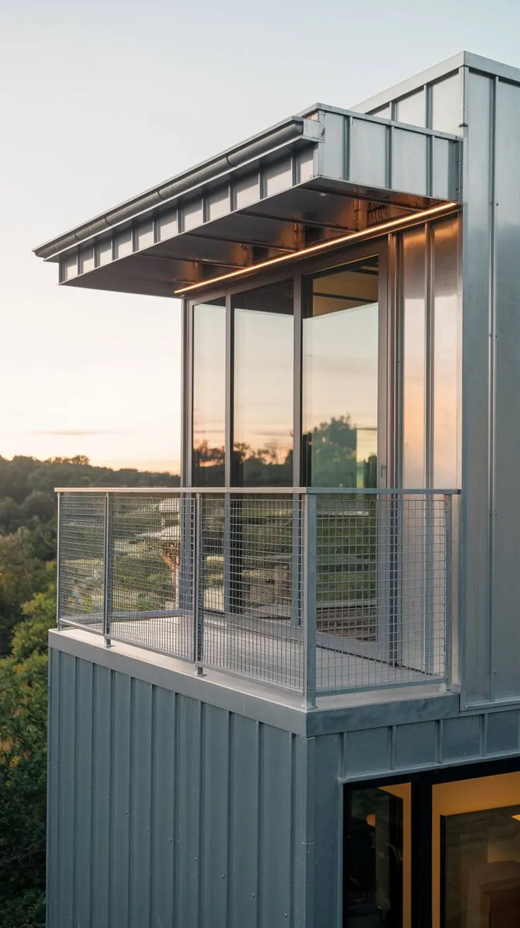 Discover your sanctuary in a modern home where safety meets stunning views, wrapped in sleek metal and soft lighting
