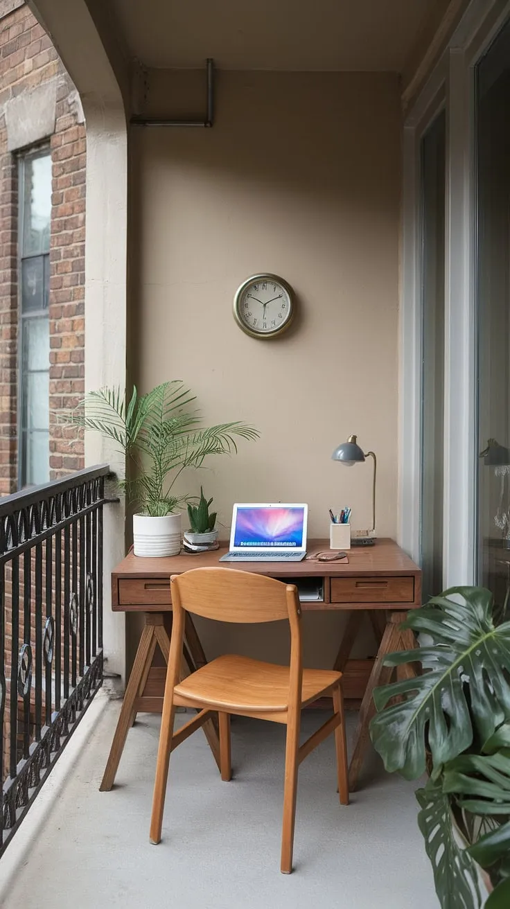 Transforming a small balcony into a peaceful and productive balcony office.  This cozy setup proves that even limited space can inspire creativity.  Plenty of office balcony ideas for maximizing your condo balcony decorating ideas, from apartment balcony ideas to small patio ideas and relaxing balcony ideas.  This small outdoor balcony offers a unique blend of indoor comfort and outdoor serenity, perfect for those seeking small balcony decoration inspiration or condo terrace ideas.