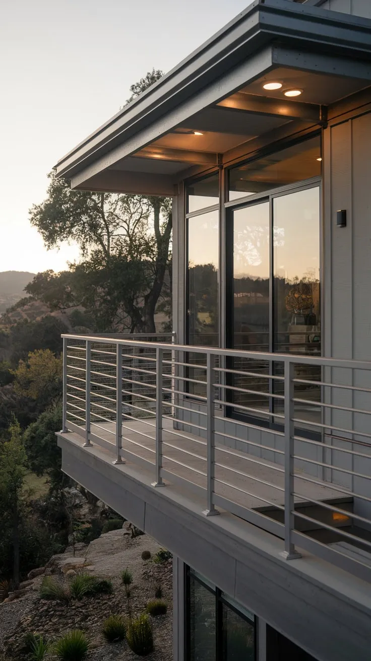 Could you imagine relaxing on that illuminated balcony, soaking in the breathtaking landscape from your contemporary retreat?