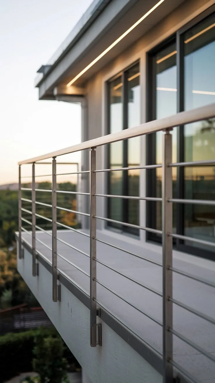 Embrace modern living with a stunning home that invites you to unwind on a beautifully lit balcony overlooking picturesque surroundings
