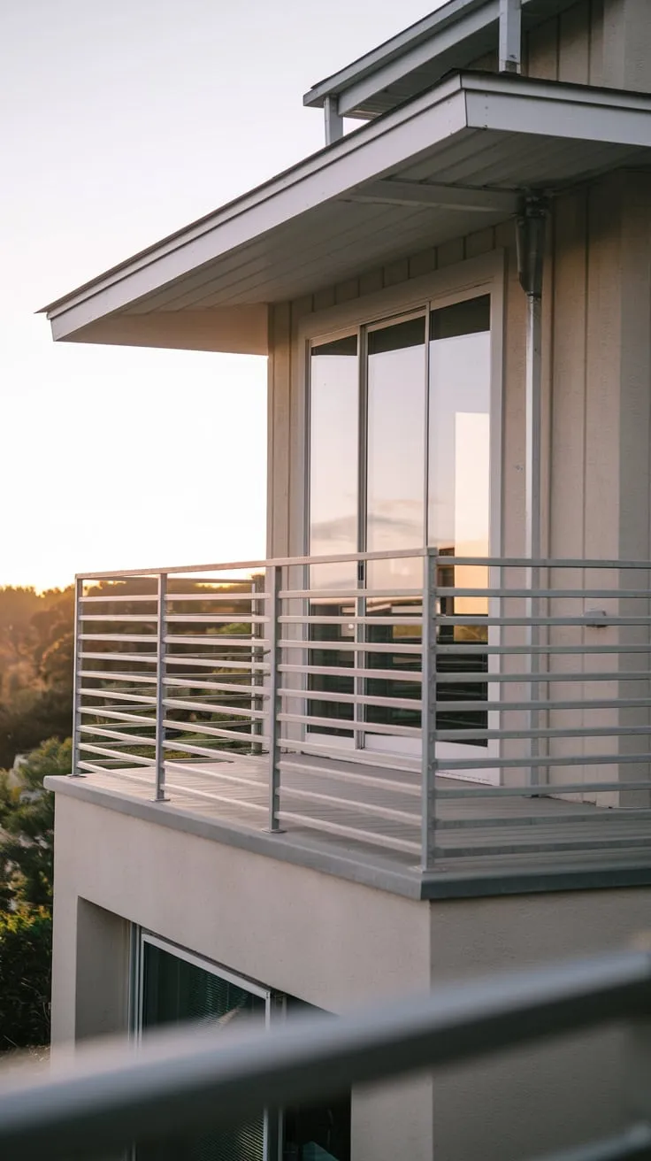 Soft light bathes your high-perched home, its metal balcony railing framing a breathtaking view