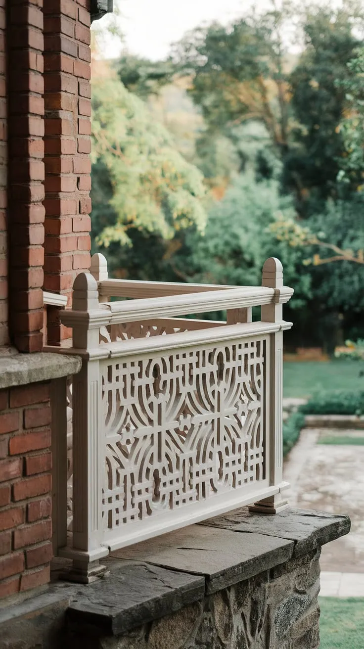 This exquisite wooden balcony railing, a testament to elegant balcony railing design, offers both beauty and balcony safety railing functionality.  The intricate carvings showcase the artistry of the balcony balustrade, while the sturdy construction ensures a secure balcony fence.  Consider this when exploring balcony railing ideas for your own home;  options range from metal balcony railing to glass balcony railing, but the timeless appeal of this wooden balcony railing, with its perfect balcony railing height, is undeniable.  The choice of balcony railing materials significantly impacts the overall aesthetic and functionality.