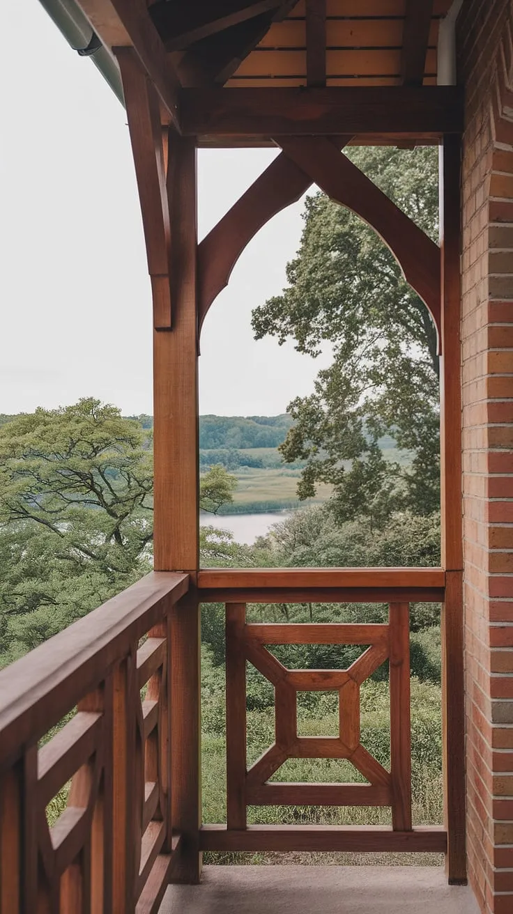 The view is breathtaking, but the balcony safety railing is equally impressive. This balcony fence, a stunning example of a wooden balcony railing, showcases exquisite balcony railing design.  The choice of balcony railing materials perfectly complements the surrounding landscape.  From the balcony railing height to the intricate details, this railing for balcony is a testament to thoughtful design.  Explore various balcony railing ideas, including metal balcony railing and glass balcony railing, but don't overlook the timeless charm of a wooden balcony railing.