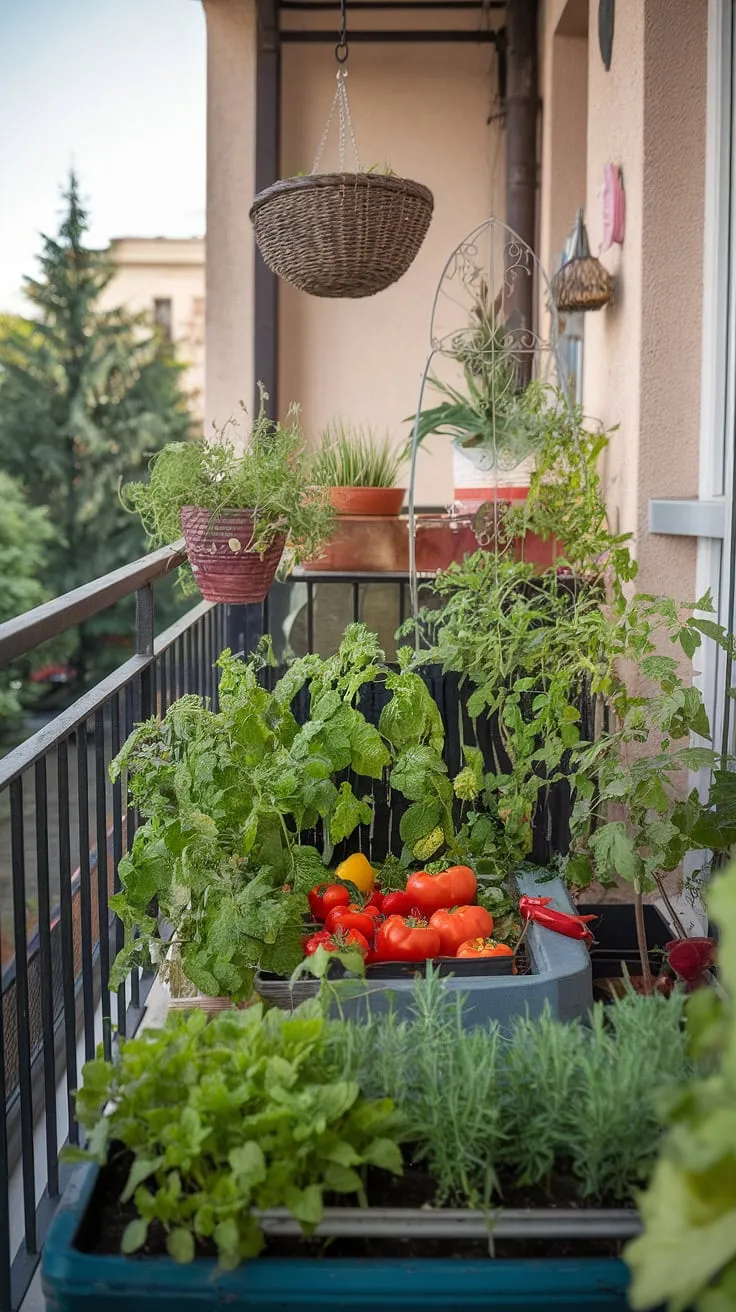 This stunning balcony garden is a testament to the power of urban gardening.  With clever balcony garden design and vegetable gardening in containers, this patio gardening setup maximizes space and yields an abundance of fresh produce.  The herbs on the balcony add a delightful aromatic touch, while the overall aesthetic demonstrates the ease and elegance of small space gardening.  Whether you're a gardening for beginners or a seasoned green thumb, this organic balcony garden offers inspiration and practical balcony gardening tips for creating your own edible balcony garden.  Explore the possibilities of container gardening and sustainable gardening, and discover the secrets of balcony plants and balcony garden maintenance.