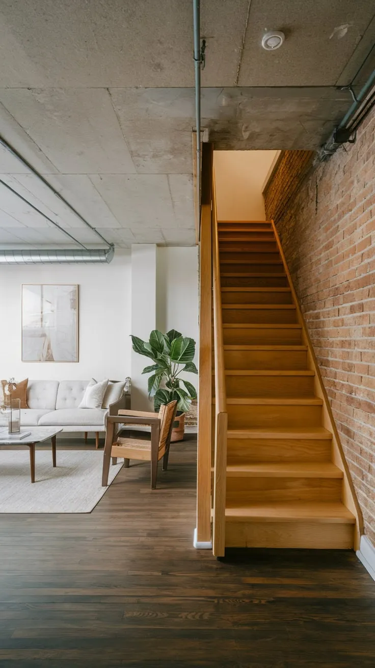 Stylish Modern Basement Apartment with Exposed Brick