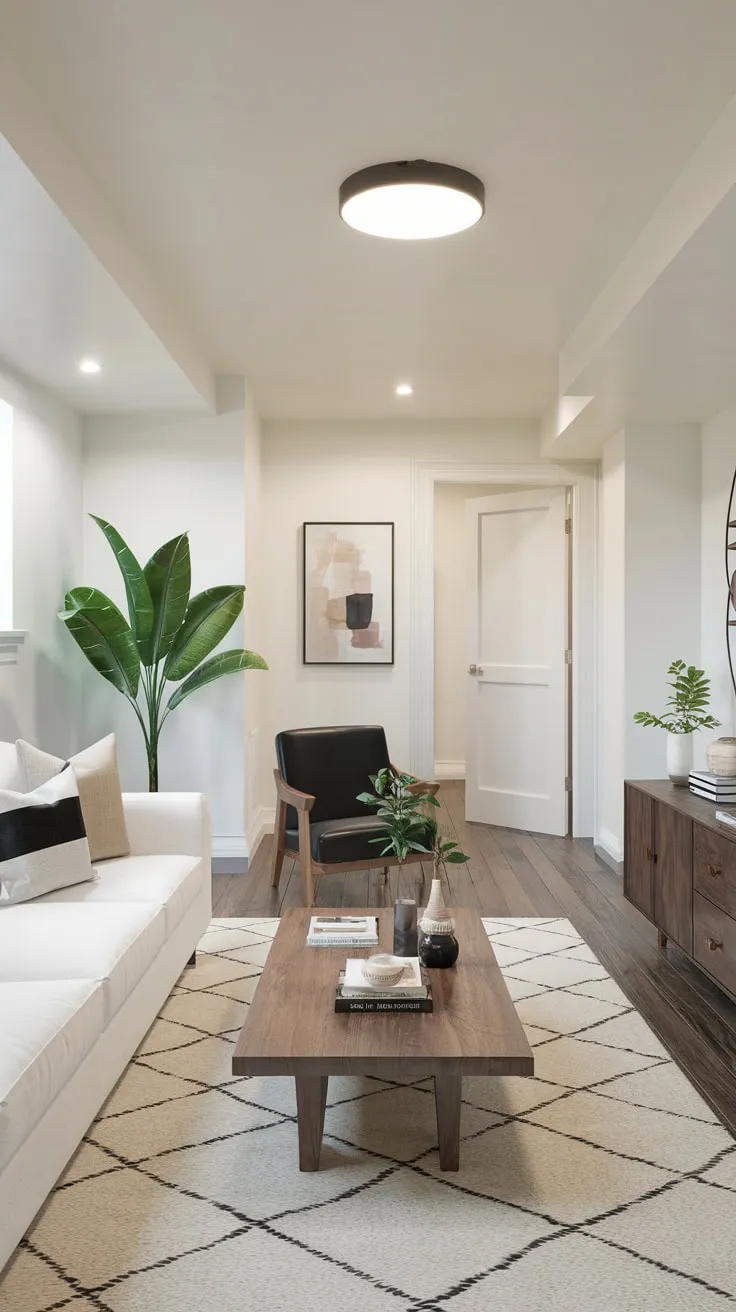 Chic Modern Basement Apartment with Stylish Decor Elements