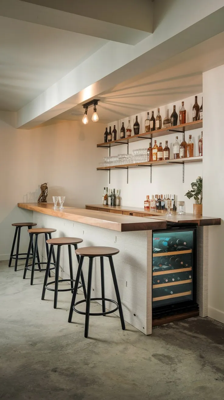 Stylish Home Basement Bar with Modern Design Elements