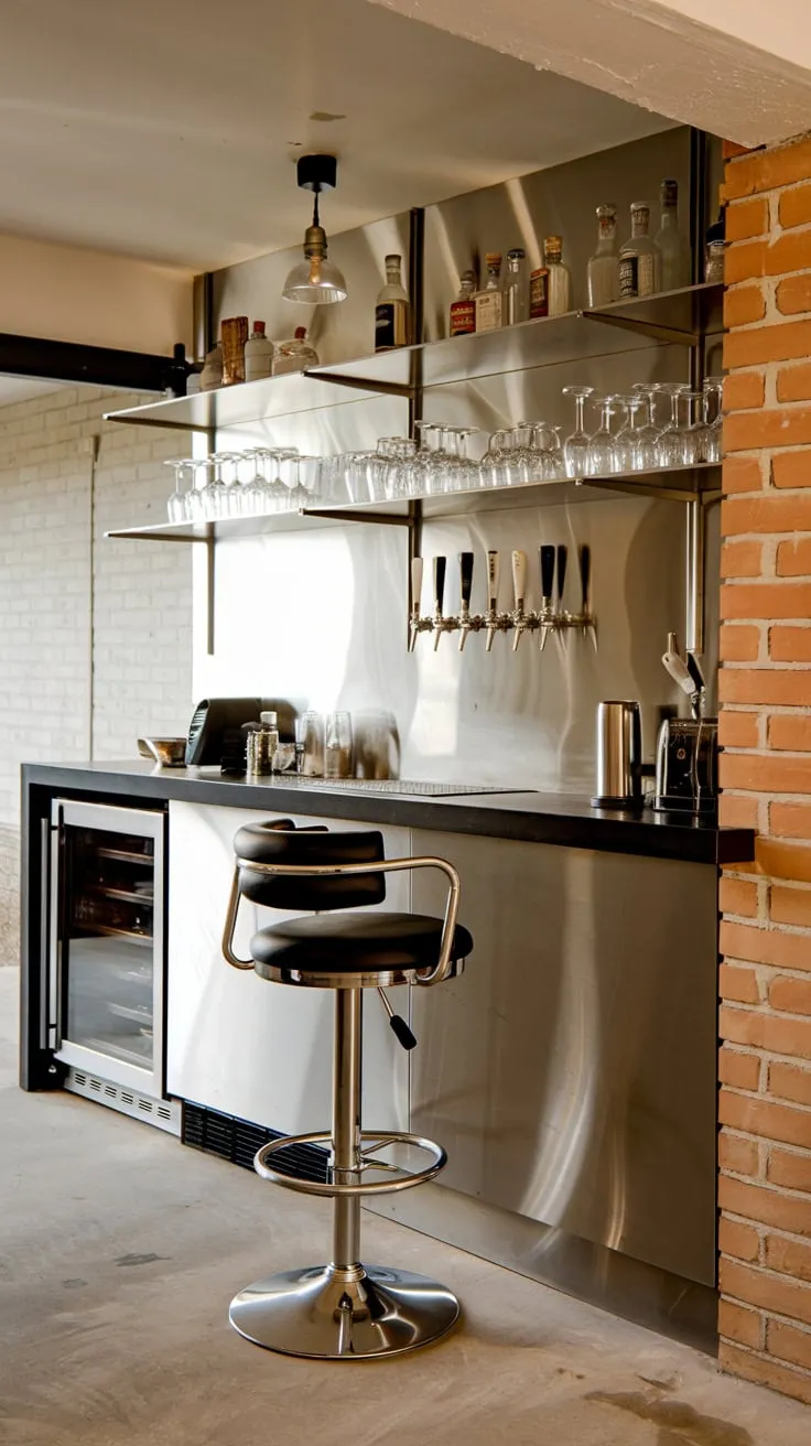 Sleek Modern Basement Bar with Stylish Design Elements