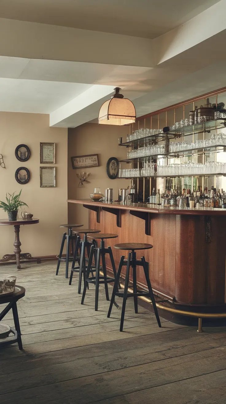 Descend into your own private oasis: this basement bar, a hidden gem of a home bar, offers the cozy ambiance of a basement pub, the sophisticated charm of a basement cocktail bar, and the relaxed comfort of a basement lounge.  The perfect underground bar and basement drinking area for intimate gatherings.