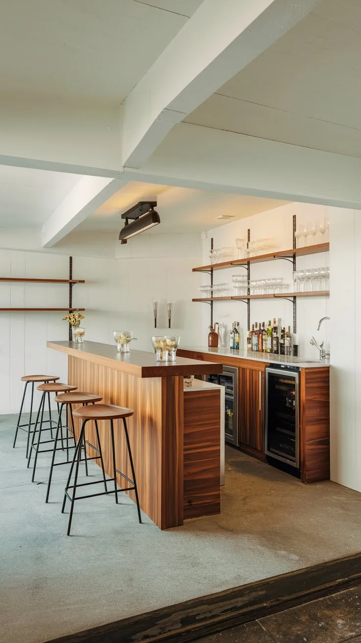 Stylish Home Basement Bar with Modern Amenities