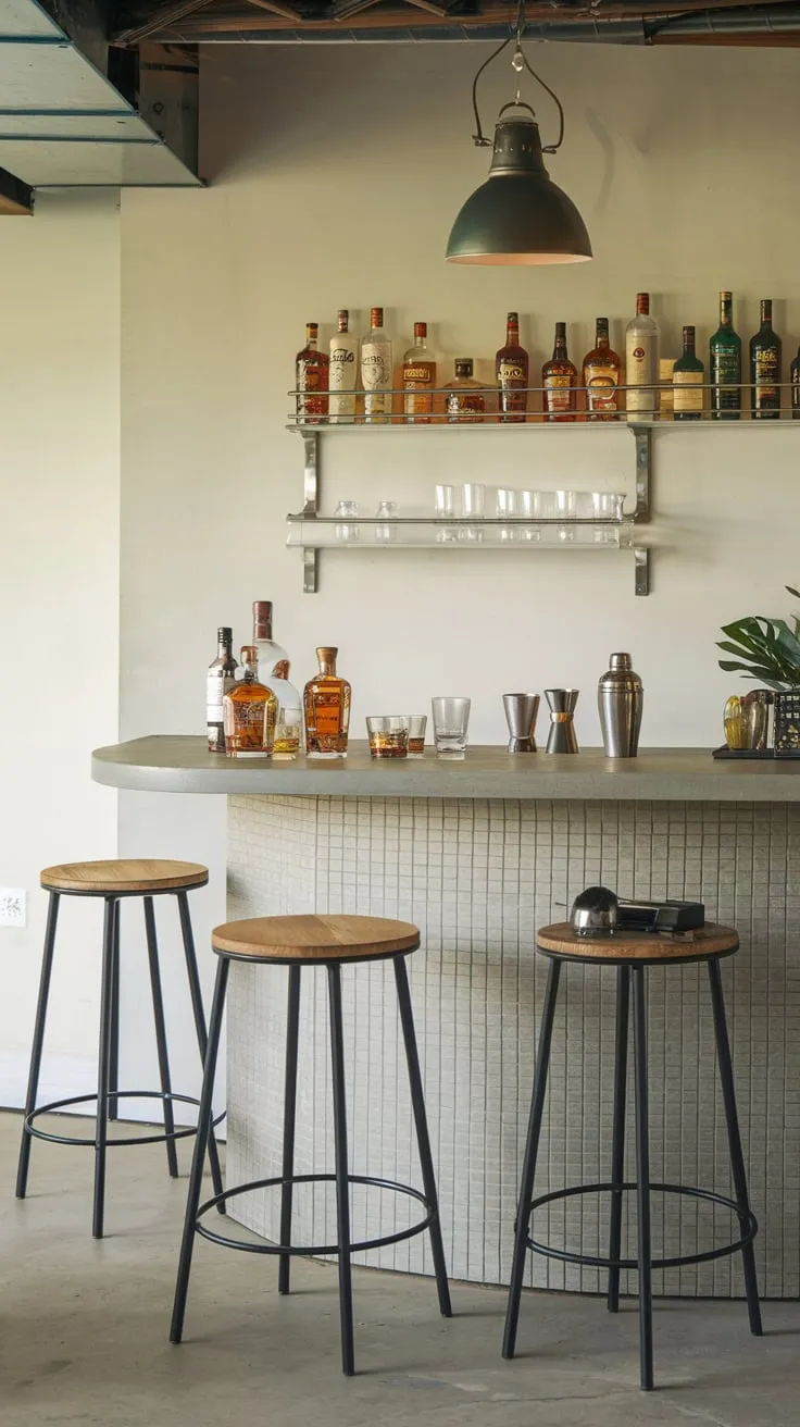 Sleek Home Basement Bar with Modern Elegance