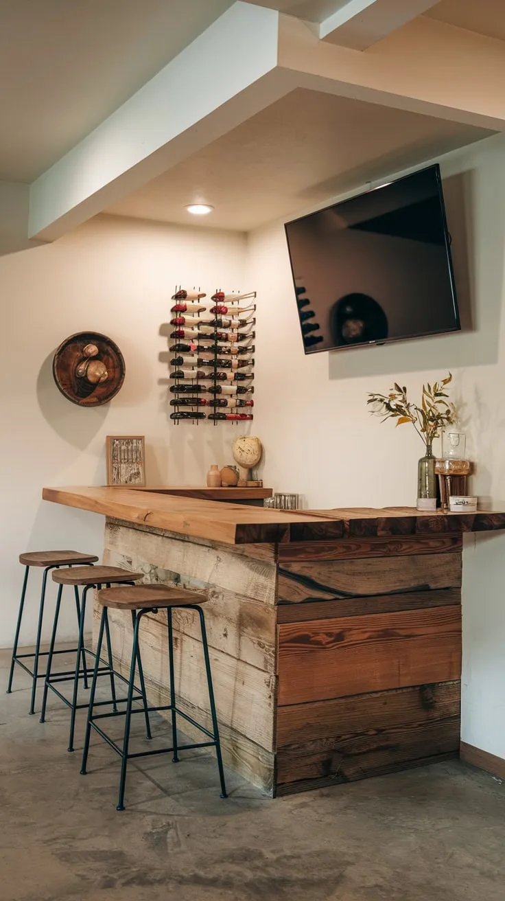 Stylish Home Basement Bar with Modern Amenities