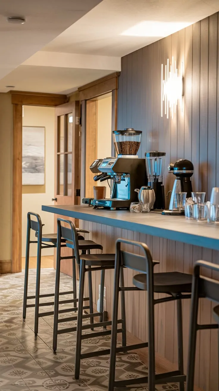 Stylish Home Basement Bar with Modern Amenities