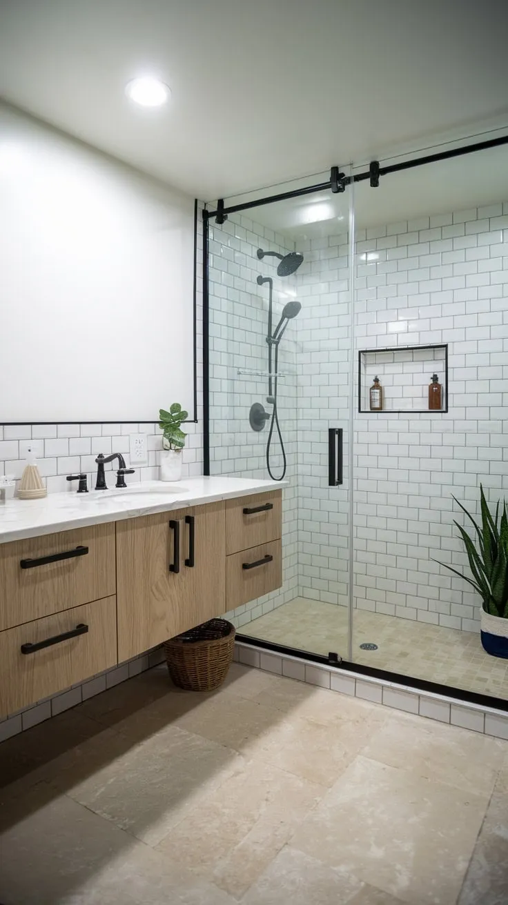 Sleek Modern Basement Bathroom with Elegant Design Features