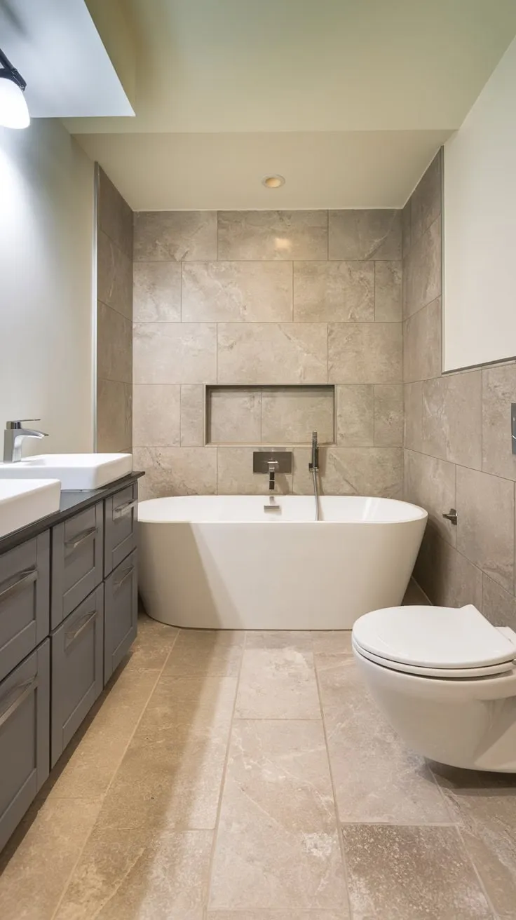 Sleek Modern Basement Bathroom with Elegant Design Features
