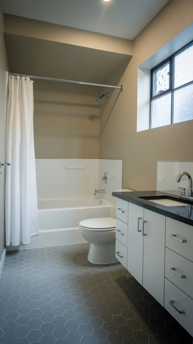 Sleek Minimalist Basement Bathroom with Modern Finishes