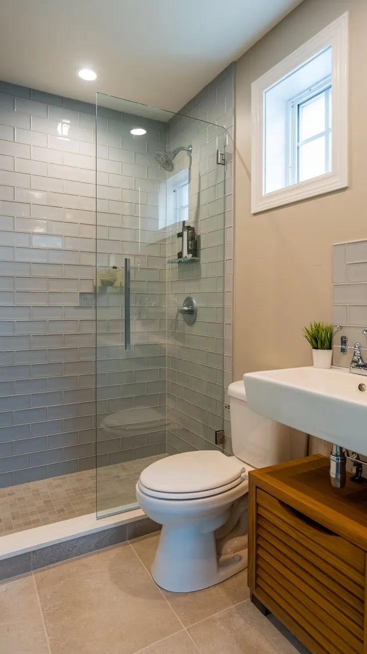 Stylish Modern Basement Bathroom with Walk-In Shower