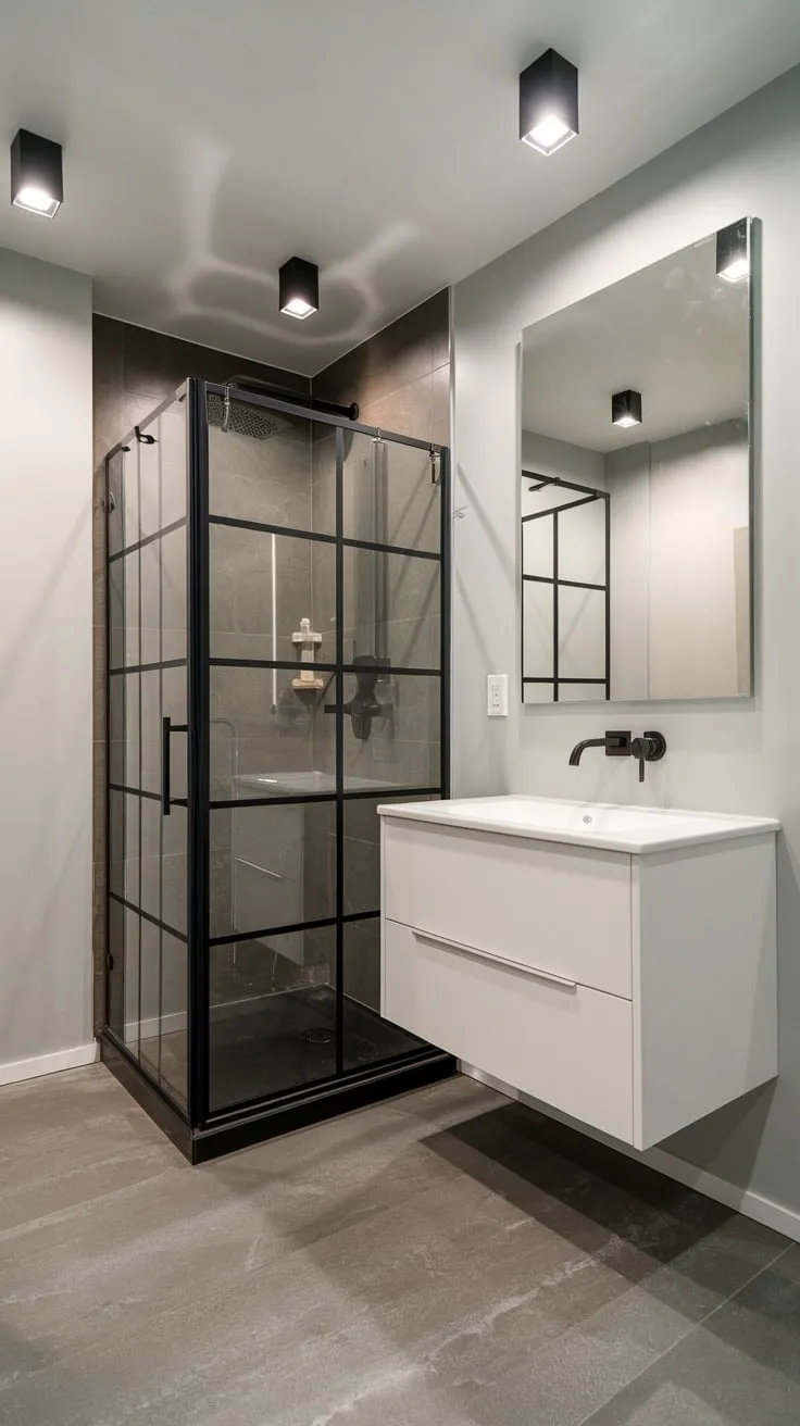 Sleek Modern Basement Bathroom with Stylish Features