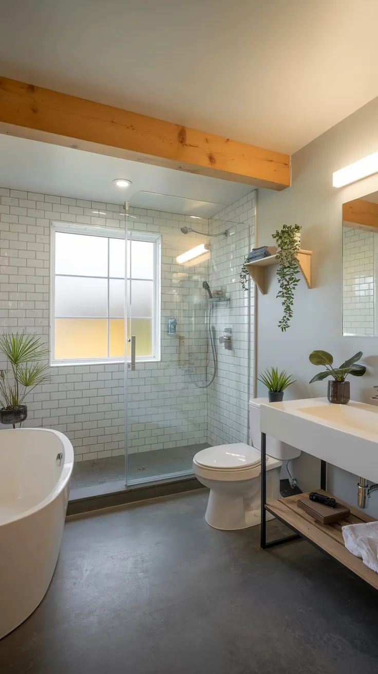 Stylish Modern Basement Bathroom with Natural Light
