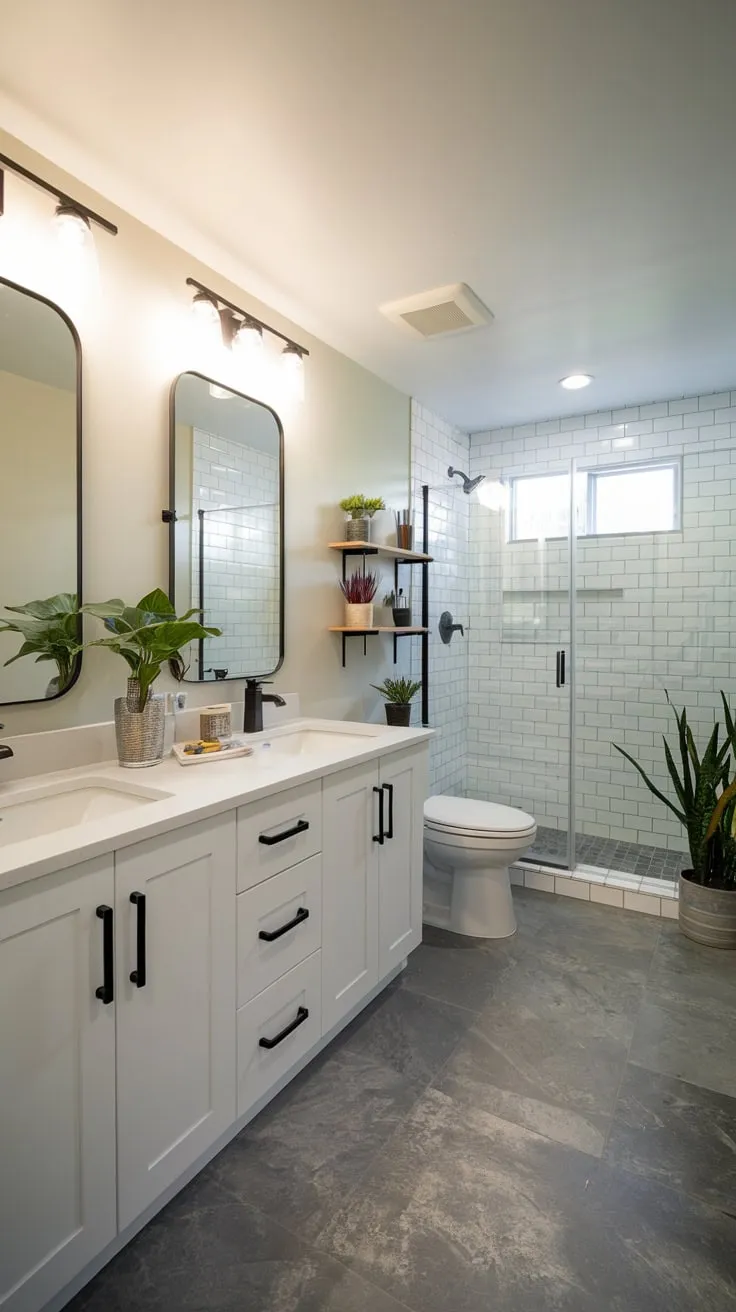 Sleek Modern Basement Bathroom with Bright Elegant Features