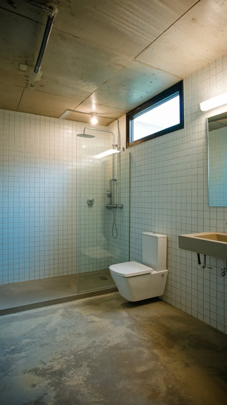 Sleek Modern Basement Bathroom with Bright Natural Light