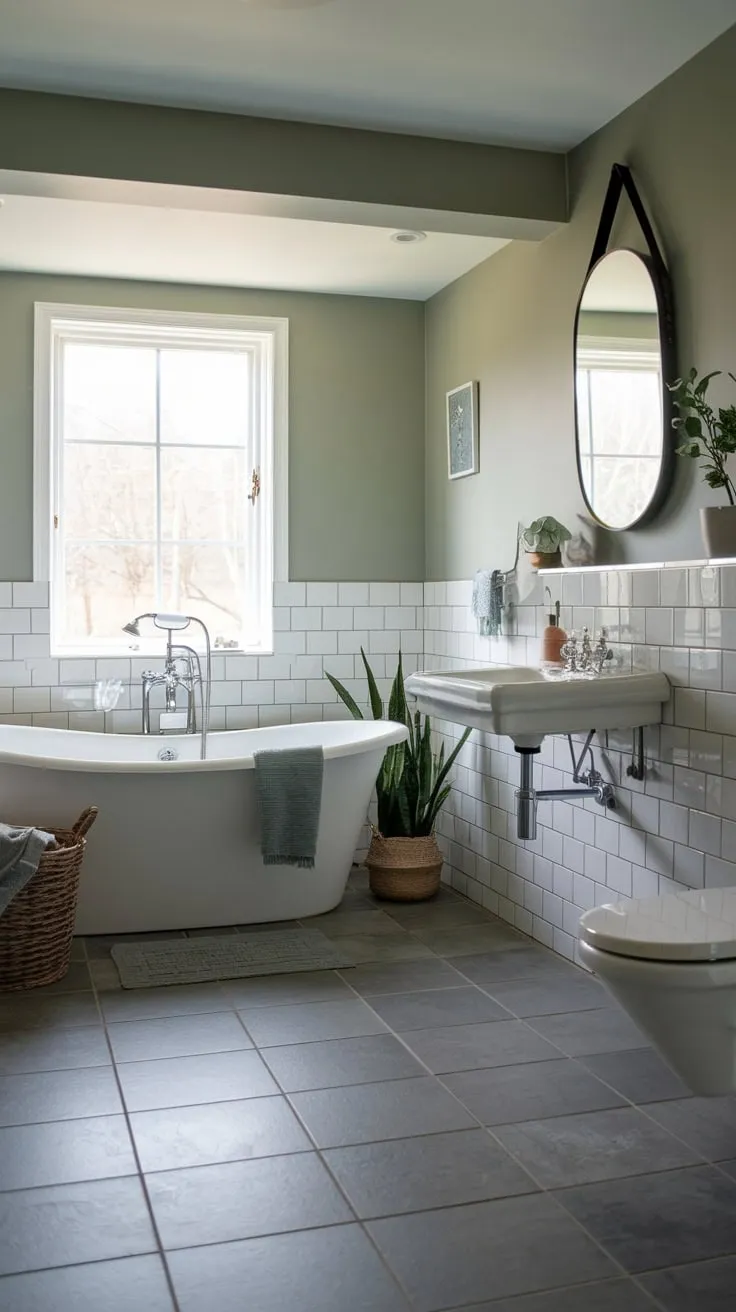 Elegant Modern Basement Bathroom with Natural Light