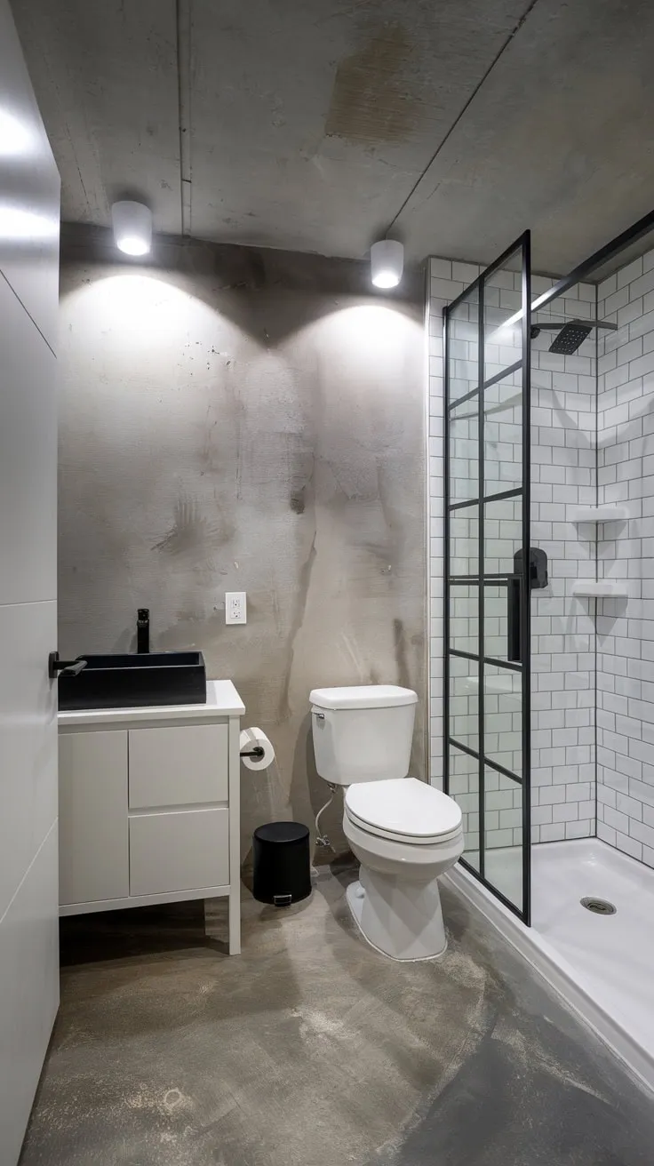 Sleek Minimalist Basement Bathroom with Modern Design Elements