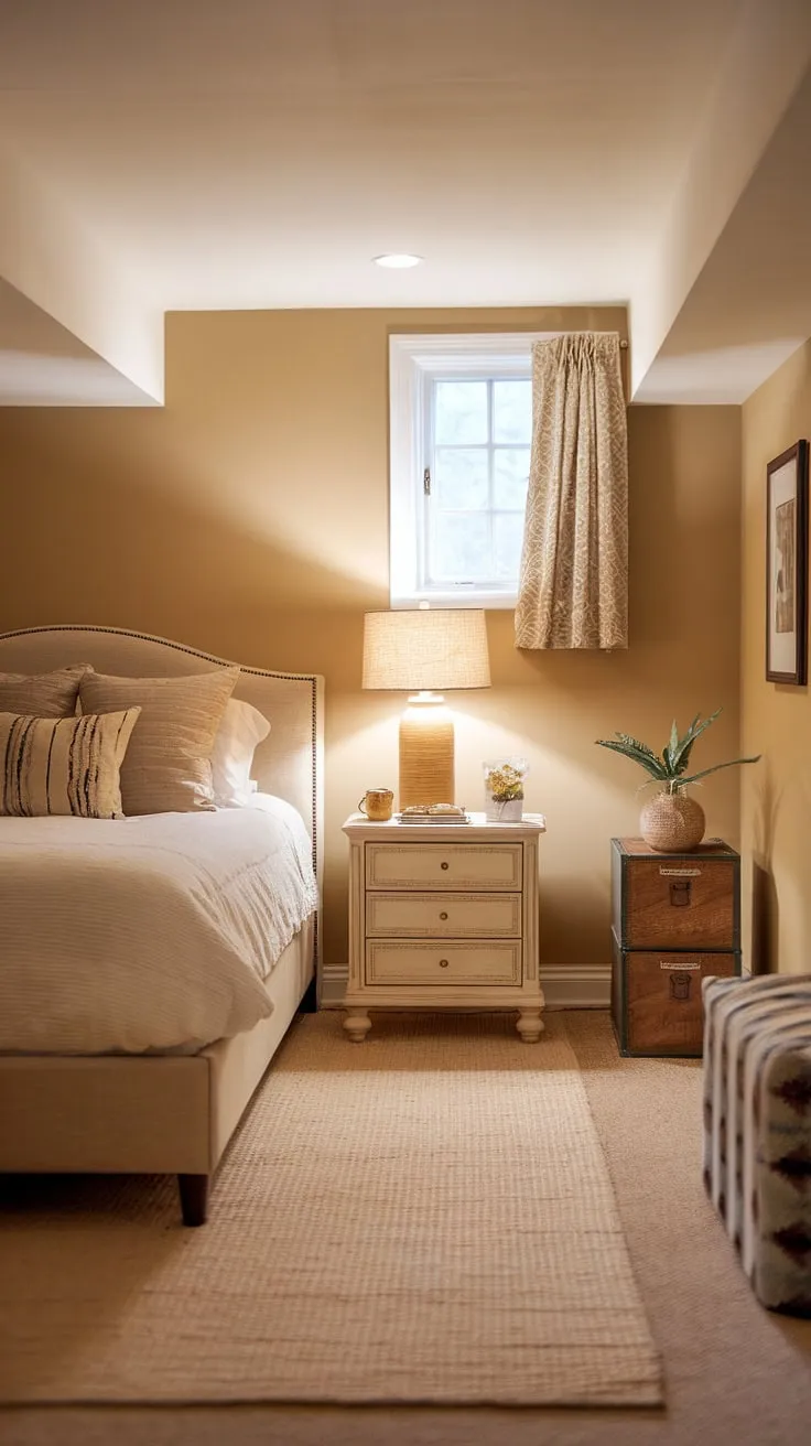 Cozy and inviting, this finished basement bedroom offers the perfect blend of comfort and style.  Imagine relaxing in this private basement sleeping area, part of a larger basement suite ideal for guests or as a basement rental.  This basement apartment conversion maximizes space and creates a welcoming basement living space.