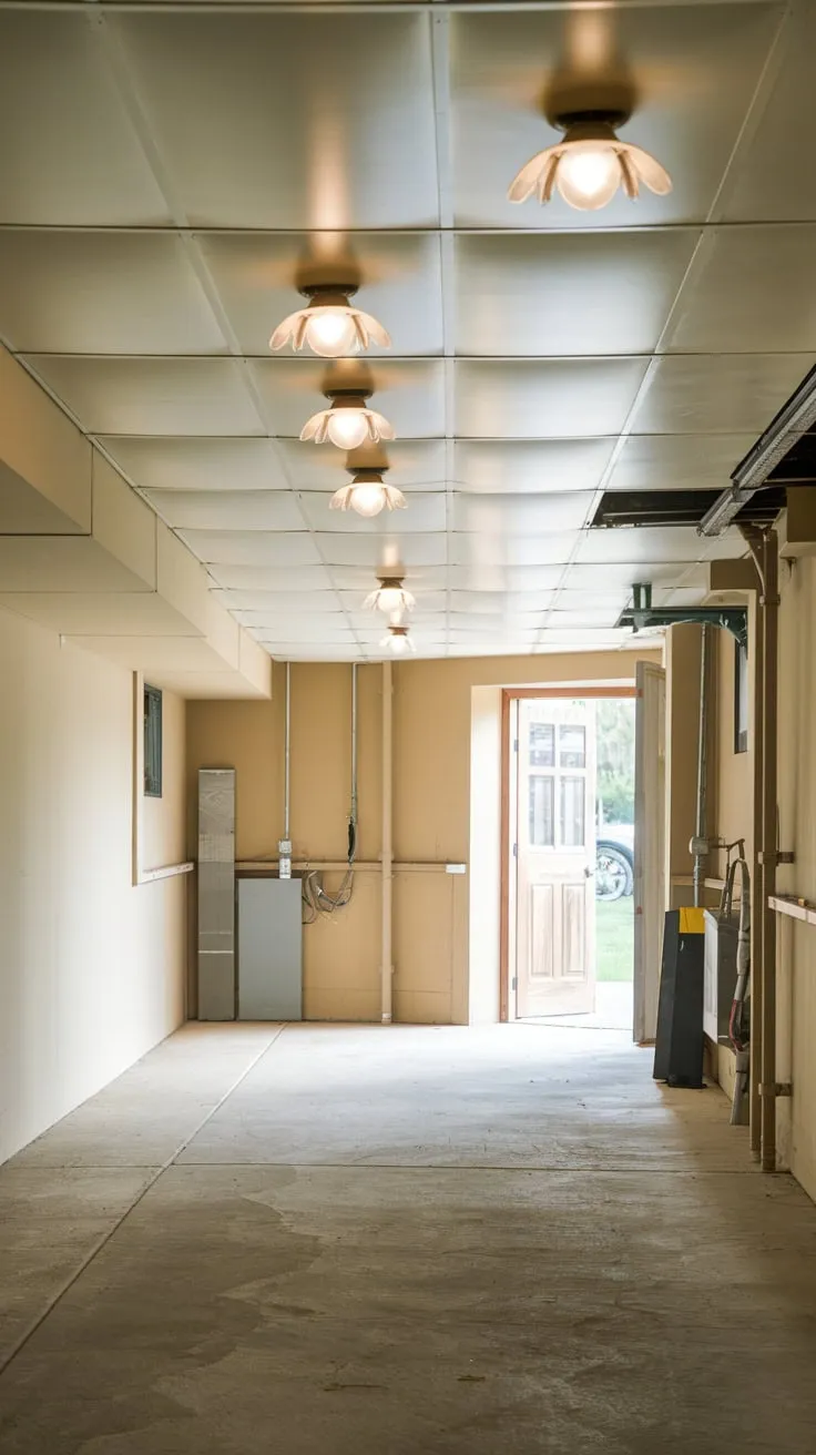 Bright Basement with Drop Ceiling and Utilities
