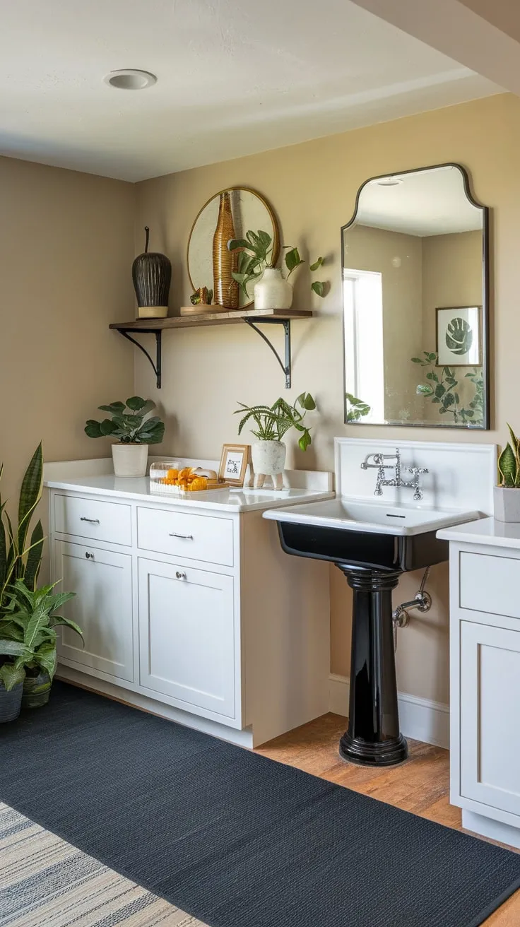 Elegant Basement Dry Bar with Stylish Decor Elements