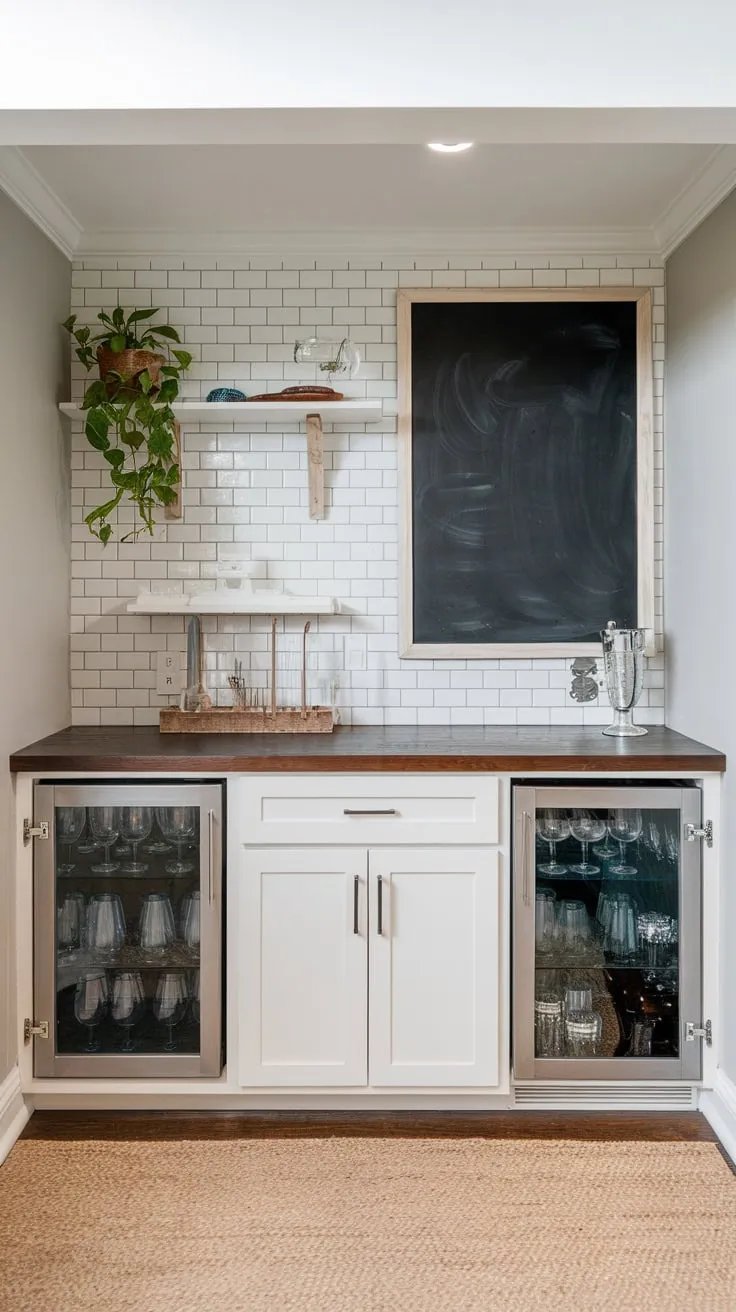 Elegant Basement Dry Bar with Stylish Decor Elements