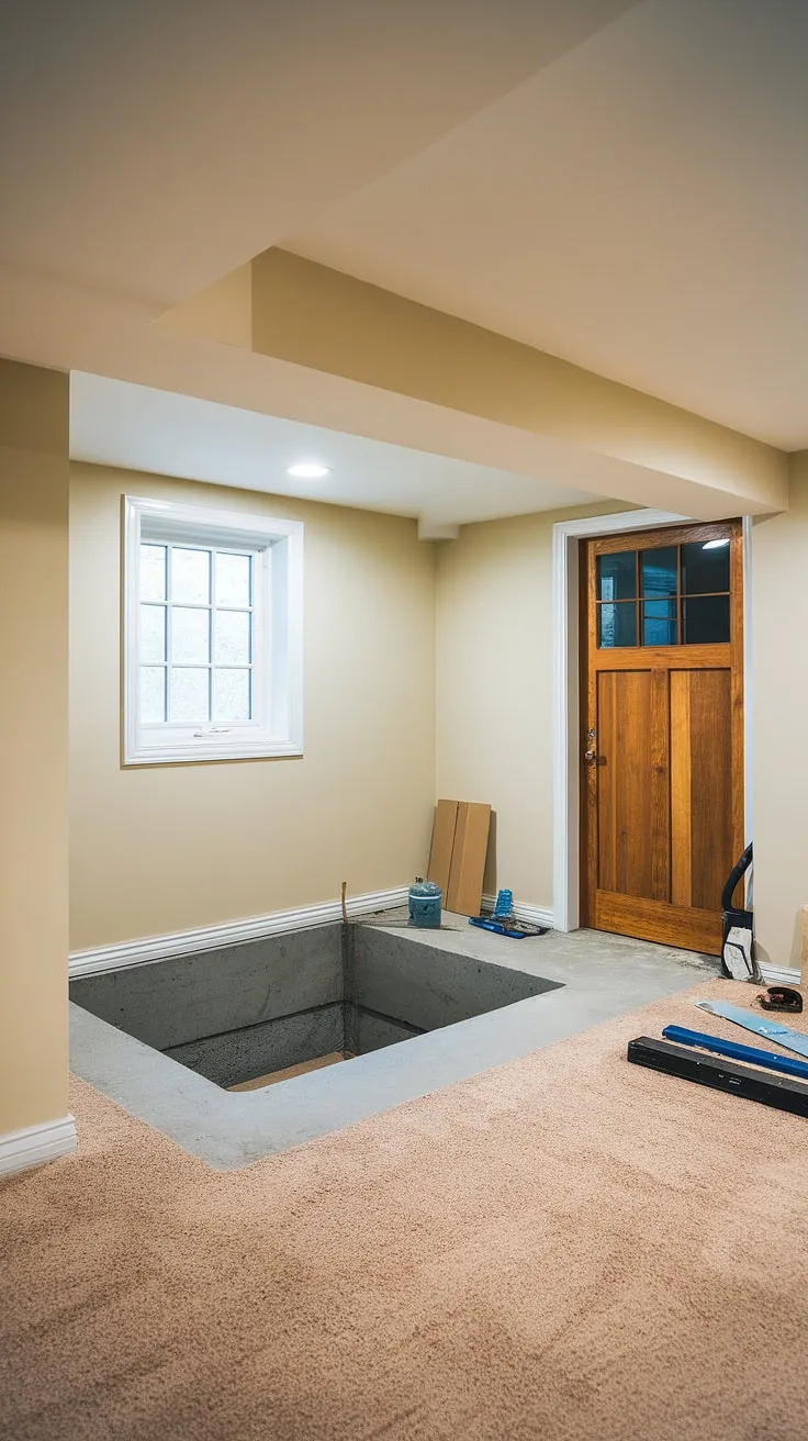 From dark and dingy to bright and inviting! This basement conversion boasts a stunning new basement entrance, complete with a functional egress window and window wells, transforming this space with a fresh basement redo.