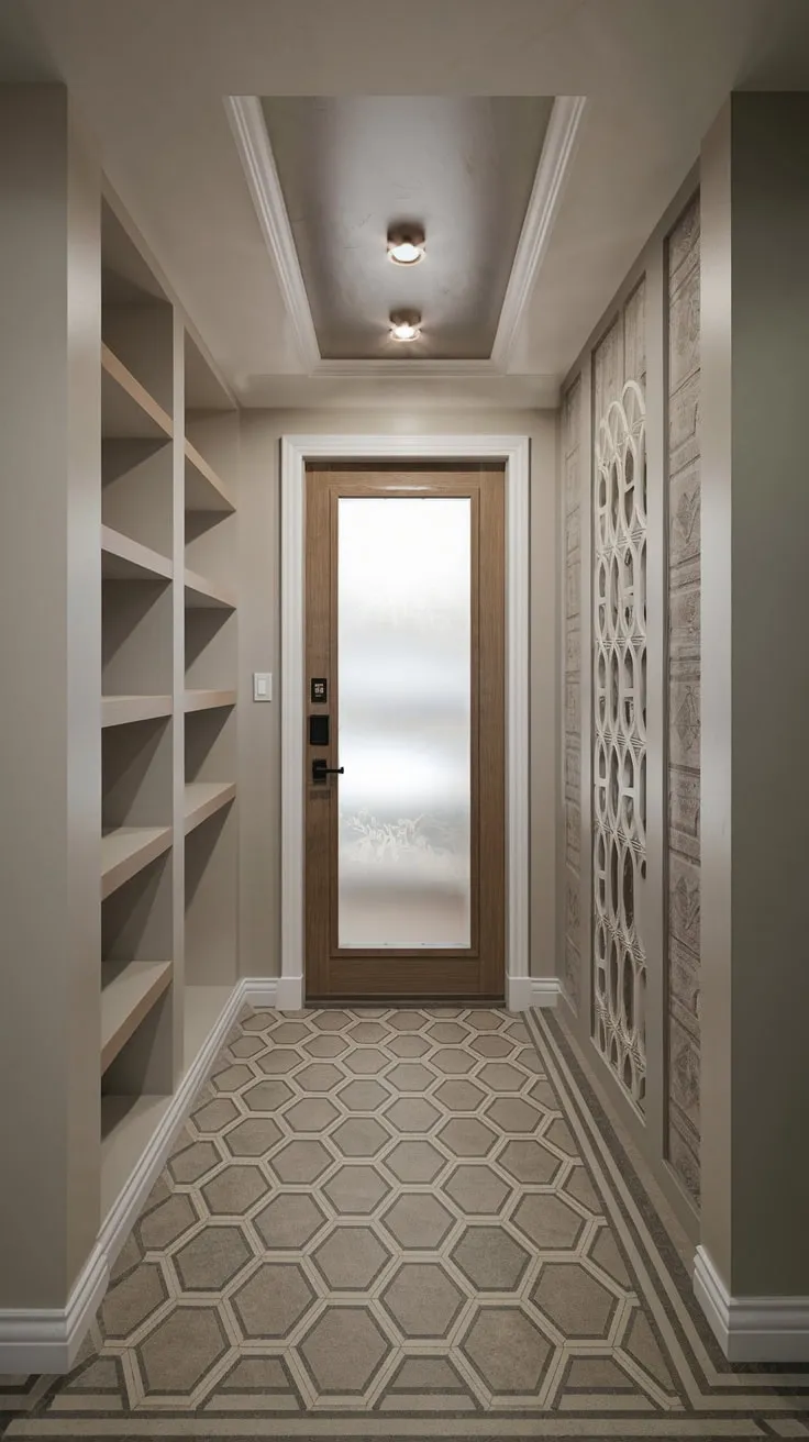 Stylish Modern Basement Entryway with Unique Features