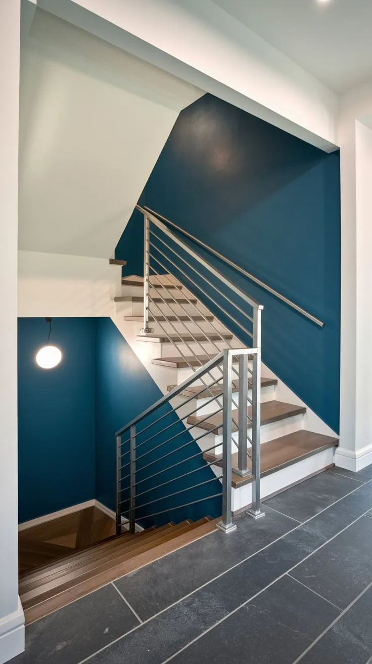 Sleek Modern Basement Entryway with Stylish Details