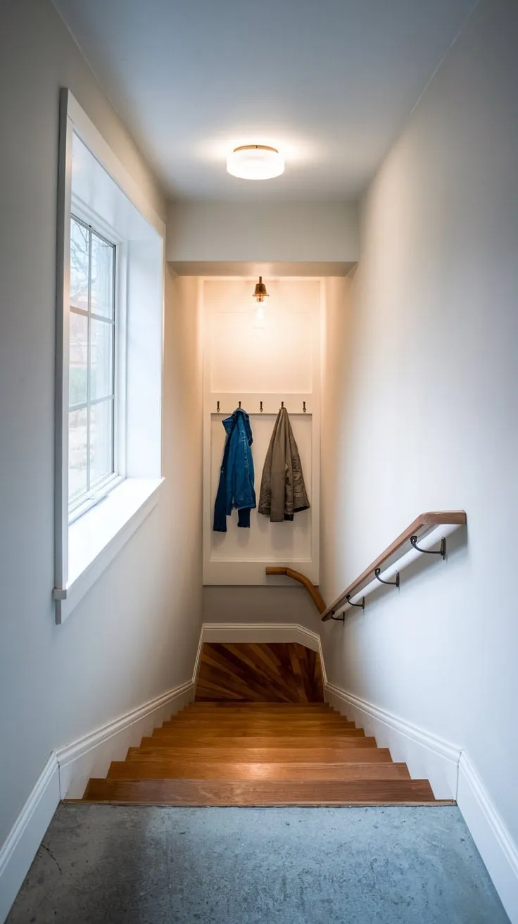 Stylish Modern Basement Entryway with Natural Light